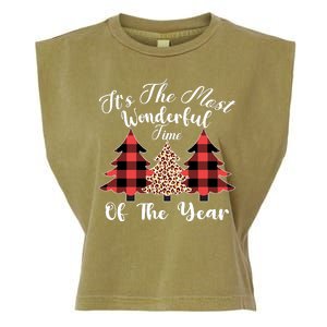 Christmas Trees It's The Most Wonderful Time Of The Year Plaid Leopard Trees Garment-Dyed Women's Muscle Tee