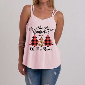 Christmas Trees It's The Most Wonderful Time Of The Year Plaid Leopard Trees Women's Strappy Tank