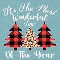 Christmas Trees It's The Most Wonderful Time Of The Year Plaid Leopard Trees Sueded Cloud Jersey T-Shirt