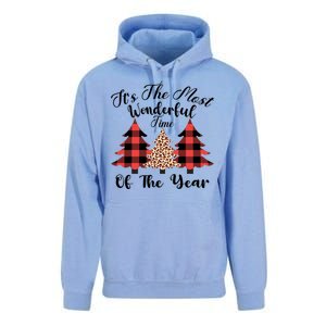 Christmas Trees It's The Most Wonderful Time Of The Year Plaid Leopard Trees Unisex Surf Hoodie