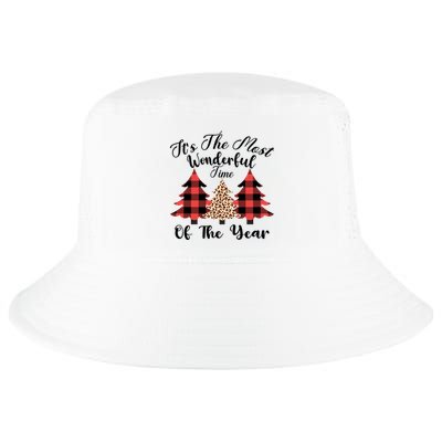 Christmas Trees It's The Most Wonderful Time Of The Year Plaid Leopard Trees Cool Comfort Performance Bucket Hat