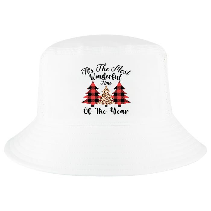 Christmas Trees It's The Most Wonderful Time Of The Year Plaid Leopard Trees Cool Comfort Performance Bucket Hat