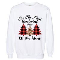 Christmas Trees It's The Most Wonderful Time Of The Year Plaid Leopard Trees Garment-Dyed Sweatshirt