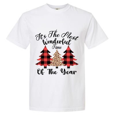 Christmas Trees It's The Most Wonderful Time Of The Year Plaid Leopard Trees Garment-Dyed Heavyweight T-Shirt