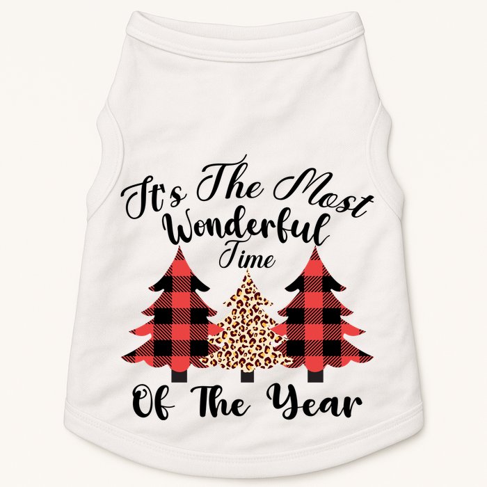 Christmas Trees It's The Most Wonderful Time Of The Year Plaid Leopard Trees Doggie Tank