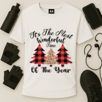 Christmas Trees It's The Most Wonderful Time Of The Year Plaid Leopard Trees Performance Shirt