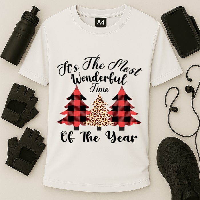 Christmas Trees It's The Most Wonderful Time Of The Year Plaid Leopard Trees Performance Shirt
