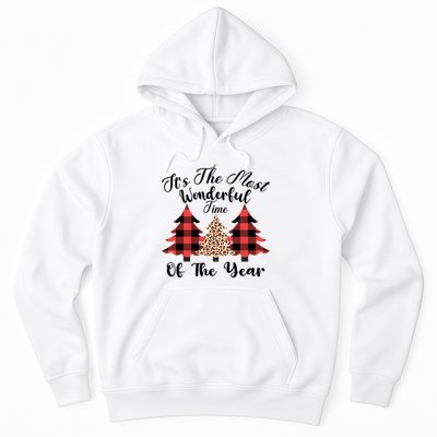 Christmas Trees It's The Most Wonderful Time Of The Year Plaid Leopard Trees Hoodie