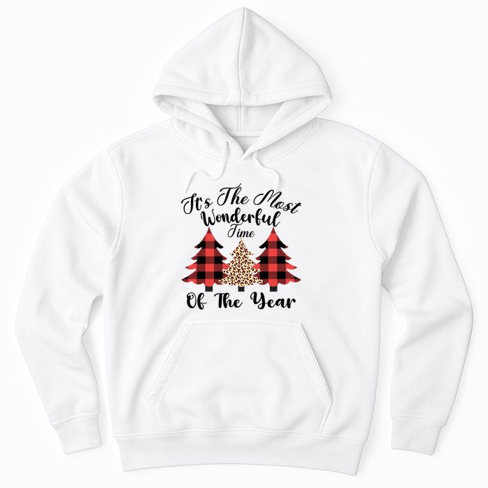 Christmas Trees It's The Most Wonderful Time Of The Year Plaid Leopard Trees Hoodie