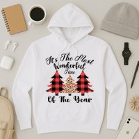 Christmas Trees It's The Most Wonderful Time Of The Year Plaid Leopard Trees Hoodie