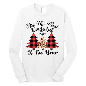 Christmas Trees It's The Most Wonderful Time Of The Year Plaid Leopard Trees Long Sleeve Shirt