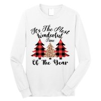 Christmas Trees It's The Most Wonderful Time Of The Year Plaid Leopard Trees Long Sleeve Shirt