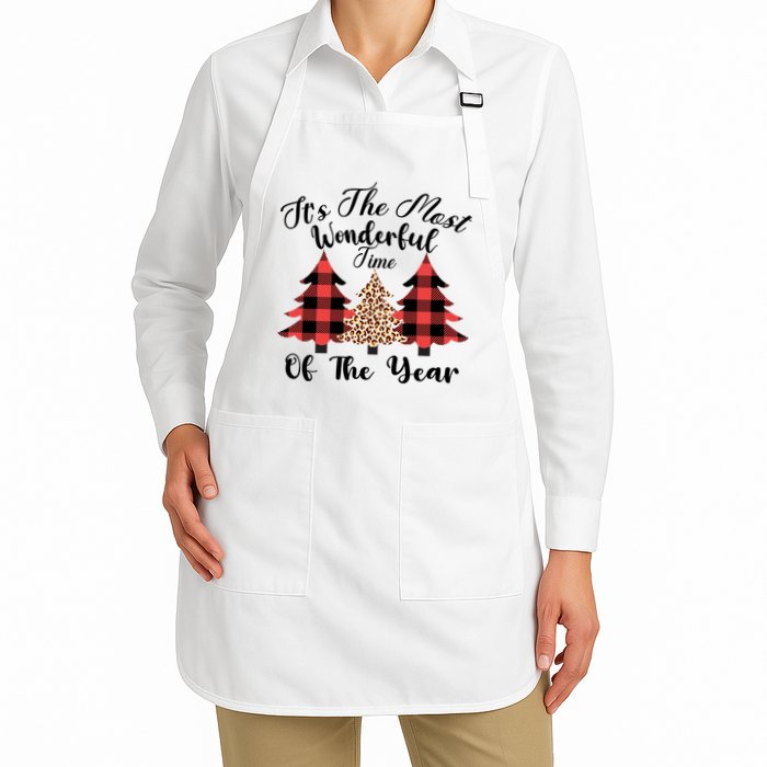 Christmas Trees It's The Most Wonderful Time Of The Year Plaid Leopard Trees Apron