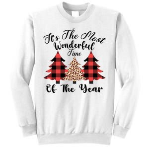 Christmas Trees It's The Most Wonderful Time Of The Year Plaid Leopard Trees Sweatshirt