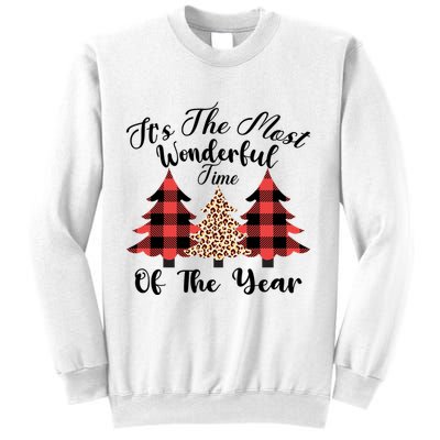 Christmas Trees It's The Most Wonderful Time Of The Year Plaid Leopard Trees Sweatshirt