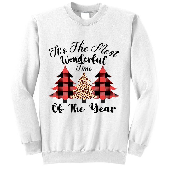 Christmas Trees It's The Most Wonderful Time Of The Year Plaid Leopard Trees Sweatshirt