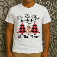 Christmas Trees It's The Most Wonderful Time Of The Year Plaid Leopard Trees T-Shirt