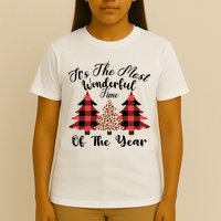 Christmas Trees It's The Most Wonderful Time Of The Year Plaid Leopard Trees T-Shirt