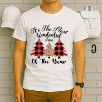 Christmas Trees It's The Most Wonderful Time Of The Year Plaid Leopard Trees T-Shirt