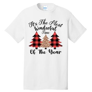 Christmas Trees It's The Most Wonderful Time Of The Year Plaid Leopard Trees Tall T-Shirt