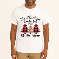 Christmas Trees It's The Most Wonderful Time Of The Year Plaid Leopard Trees Tall T-Shirt