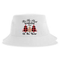 Christmas Trees It's The Most Wonderful Time Of The Year Plaid Leopard Trees Sustainable Bucket Hat