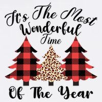 Christmas Trees It's The Most Wonderful Time Of The Year Plaid Leopard Trees Button