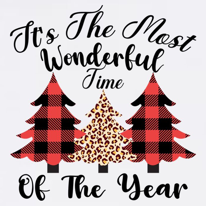 Christmas Trees It's The Most Wonderful Time Of The Year Plaid Leopard Trees Button