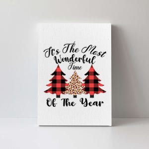 Christmas Trees It's The Most Wonderful Time Of The Year Plaid Leopard Trees Canvas