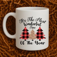 Christmas Trees It's The Most Wonderful Time Of The Year Plaid Leopard Trees Mug