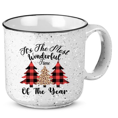 Christmas Trees It's The Most Wonderful Time Of The Year Plaid Leopard Trees 15oz Campfire Ceramic Mug