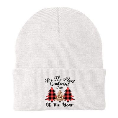 Christmas Trees It's The Most Wonderful Time Of The Year Plaid Leopard Trees Beanie
