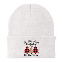 Christmas Trees It's The Most Wonderful Time Of The Year Plaid Leopard Trees Beanie