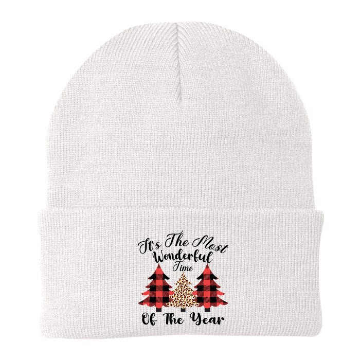 Christmas Trees It's The Most Wonderful Time Of The Year Plaid Leopard Trees Beanie