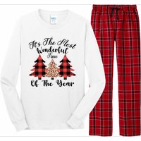 Christmas Trees It's The Most Wonderful Time Of The Year Plaid Leopard Trees Long Sleeve Pajama Set