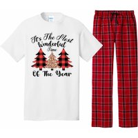 Christmas Trees It's The Most Wonderful Time Of The Year Plaid Leopard Trees Pajama Set