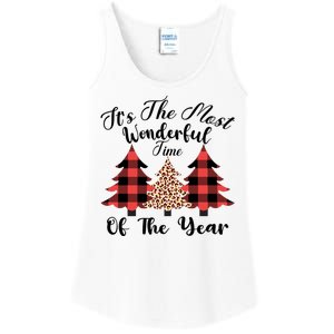 Christmas Trees It's The Most Wonderful Time Of The Year Plaid Leopard Trees Ladies Essential Tank