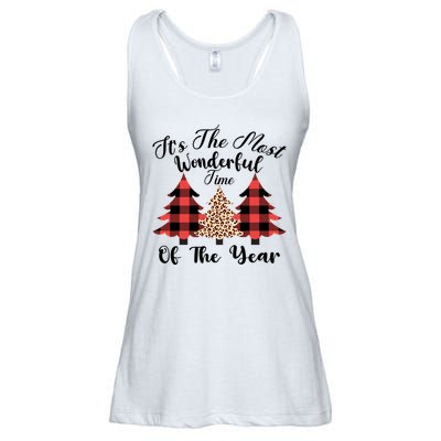 Christmas Trees It's The Most Wonderful Time Of The Year Plaid Leopard Trees Ladies Essential Flowy Tank