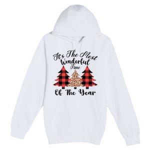 Christmas Trees It's The Most Wonderful Time Of The Year Plaid Leopard Trees Premium Pullover Hoodie