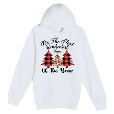 Christmas Trees It's The Most Wonderful Time Of The Year Plaid Leopard Trees Premium Pullover Hoodie