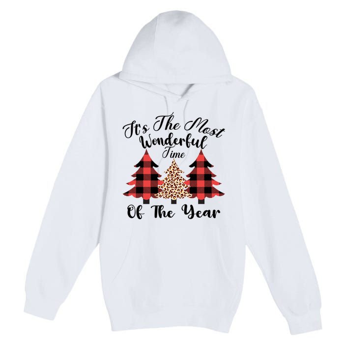 Christmas Trees It's The Most Wonderful Time Of The Year Plaid Leopard Trees Premium Pullover Hoodie