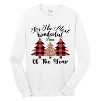 Christmas Trees It's The Most Wonderful Time Of The Year Plaid Leopard Trees Tall Long Sleeve T-Shirt