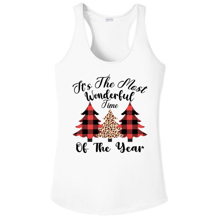 Christmas Trees It's The Most Wonderful Time Of The Year Plaid Leopard Trees Ladies PosiCharge Competitor Racerback Tank