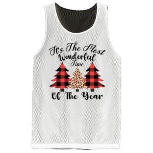 Christmas Trees It's The Most Wonderful Time Of The Year Plaid Leopard Trees Mesh Reversible Basketball Jersey Tank