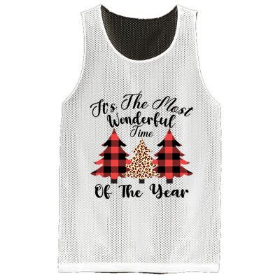 Christmas Trees It's The Most Wonderful Time Of The Year Plaid Leopard Trees Mesh Reversible Basketball Jersey Tank