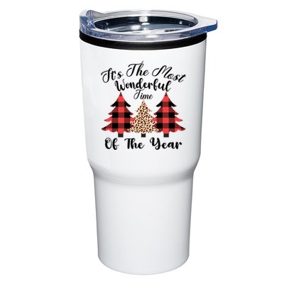Christmas Trees It's The Most Wonderful Time Of The Year Plaid Leopard Trees Tumbler