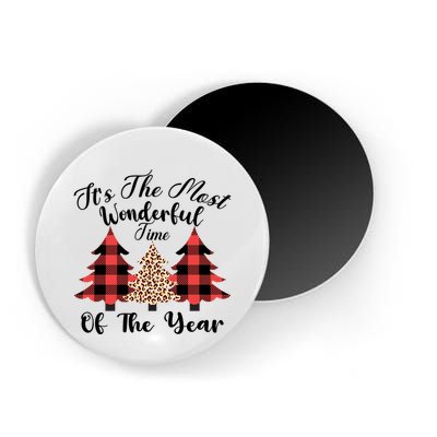 Christmas Trees It's The Most Wonderful Time Of The Year Plaid Leopard Trees Magnet