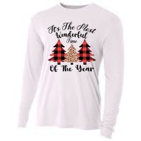 Christmas Trees It's The Most Wonderful Time Of The Year Plaid Leopard Trees Cooling Performance Long Sleeve Crew