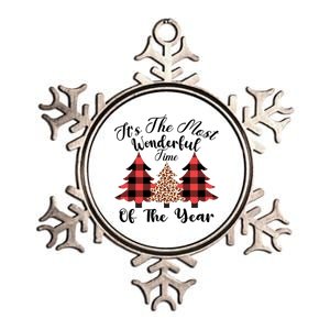 Christmas Trees It's The Most Wonderful Time Of The Year Plaid Leopard Trees Metallic Star Ornament