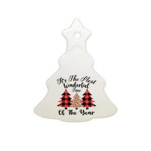 Christmas Trees It's The Most Wonderful Time Of The Year Plaid Leopard Trees Ceramic Tree Ornament